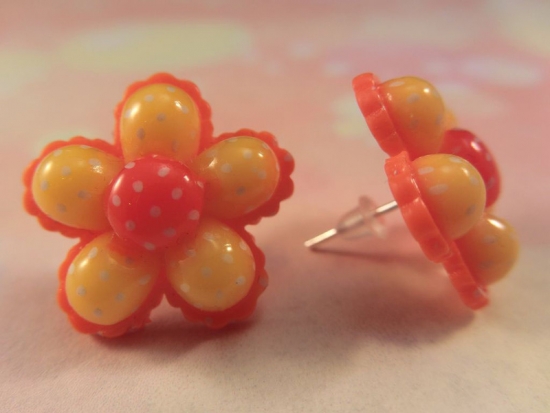 Preview: Candy Blume Ohrstecker Blüte rot orange gelb